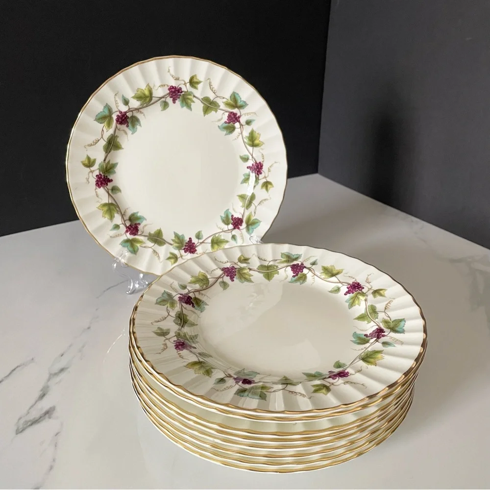 SET of 9 Salad Plates - Bacchanal by Royal Worcester
